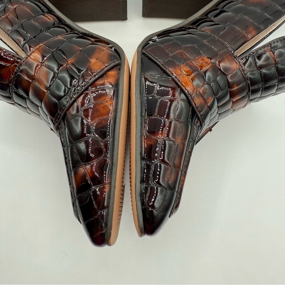 Louise Et Cie Ovidio Loafer Elegant Brown Croc Embossed Block Heel Loafers SZ6.5 - Picture 15 of 17